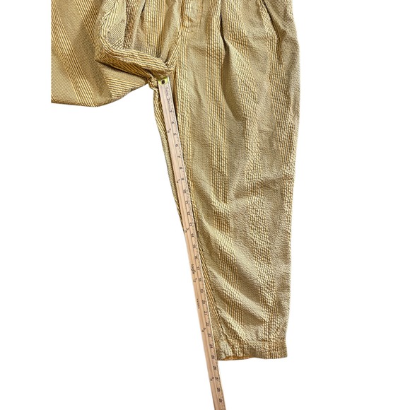 Free People Barrel Pleated Striped High Waisted Pants Mustard Size Medium - Picture 5 of 8
